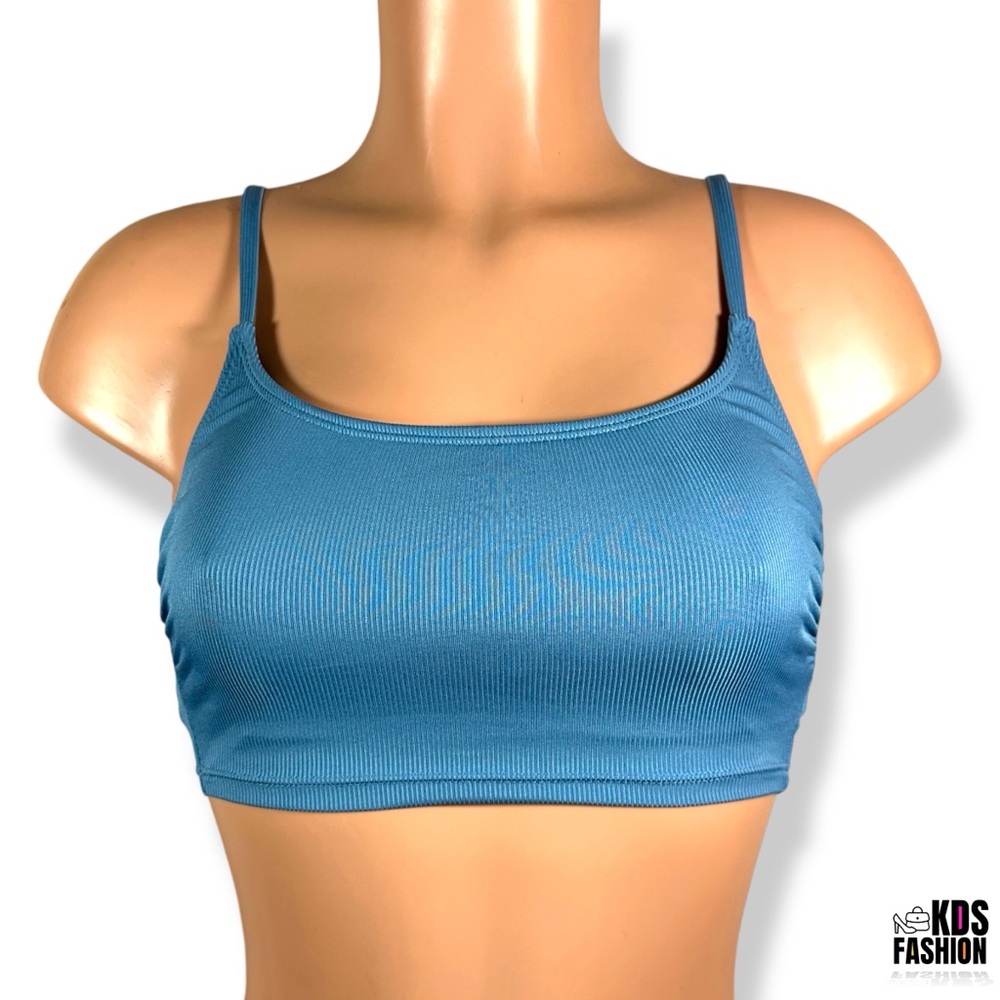 Shade & Shore Cropped Ribbed Bikini Top w/Adjustable Straps XS 0-2